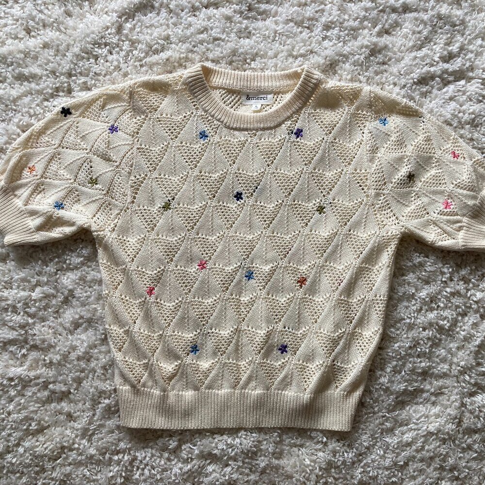 &Merci Flower Embroidered Sweater Floral - Size L